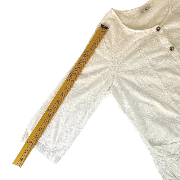 Color Me Cotton CMC White Embroidered Tunic Top 3/4 Sleeve Button Up  Pockets XL - Picture 6 of 6